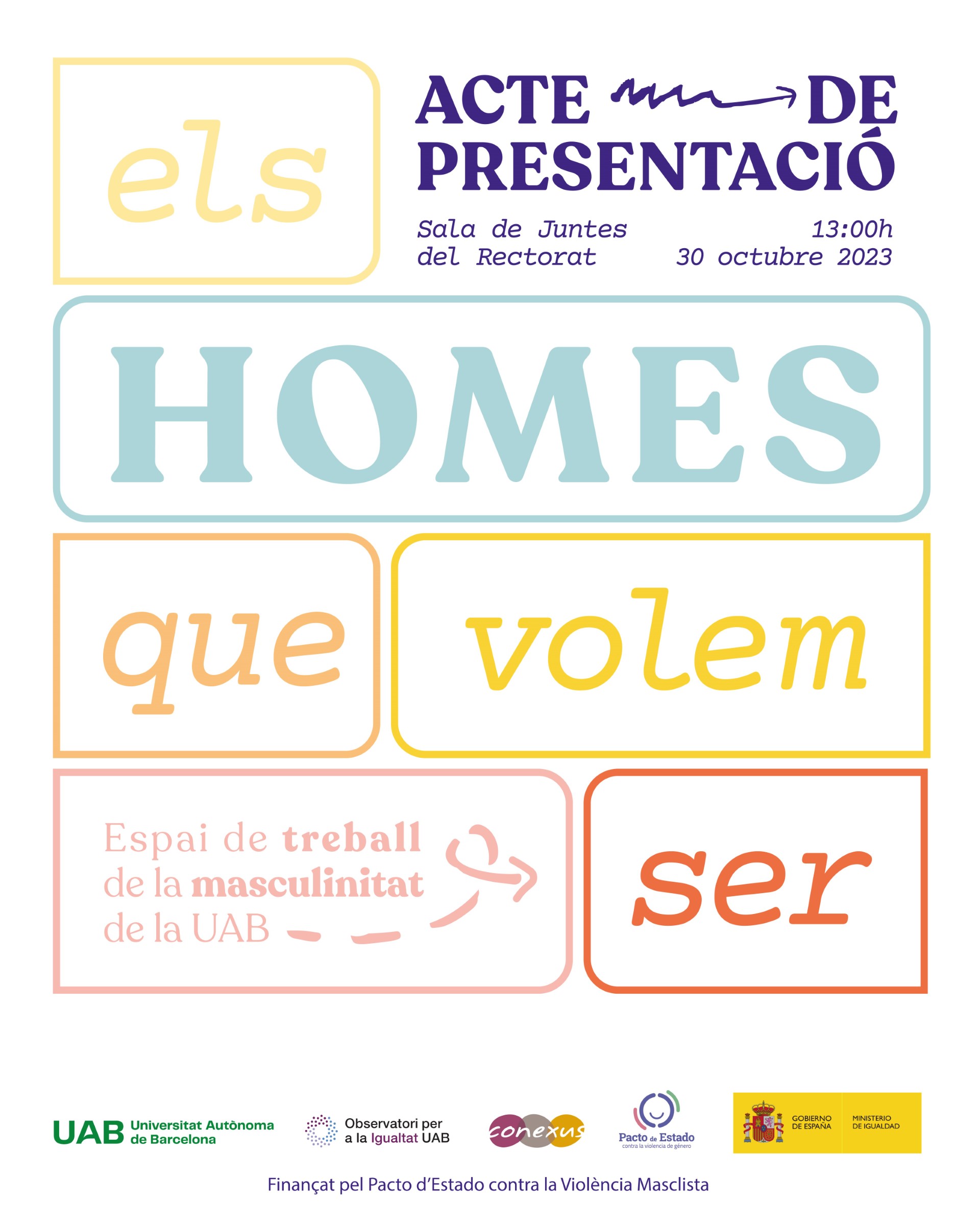 Imatge on informa d'una sessió que es titula els homes que volem ser.